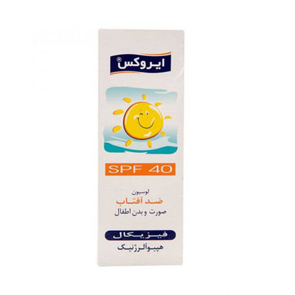 تصویر  لوسیون ضد آفتاب فیزیکال صورت و بدن اطفال ایروکس           Baby Face And Body Sun Screen Physical Lotion SPF40  irox