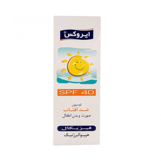 تصویر  لوسیون ضد آفتاب فیزیکال صورت و بدن اطفال ایروکس           Baby Face And Body Sun Screen Physical Lotion SPF40  irox